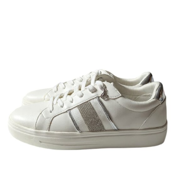 ALDO Women's Valenzia White w/Silver Lace-up Comfort Insoles Sneaker Size 8 NWOB - Picture 4 of 8